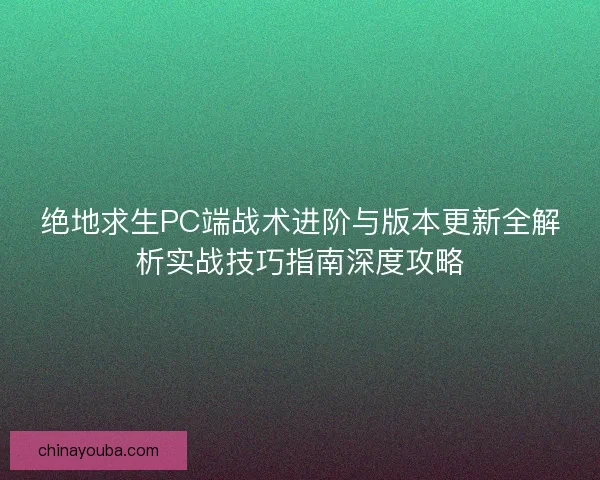 绝地求生PC端战术进阶与版本更新全解析实战技巧指南深度攻略