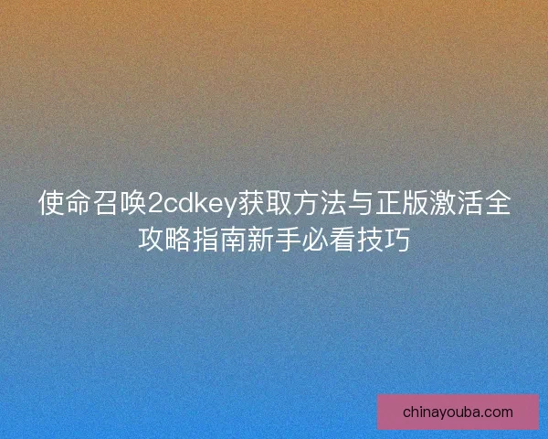 使命召唤2cdkey获取方法与正版激活全攻略指南新手必看技巧